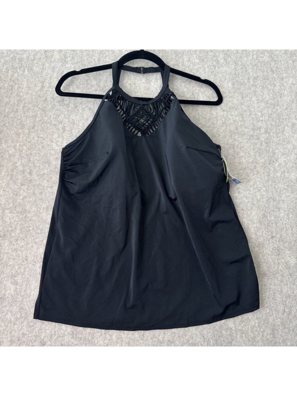 Swim‎ By Cacique Tankini Top Black Halter Neck Womens 14 New Top Only